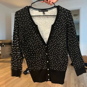 Black-and-white polkadot cardigan
